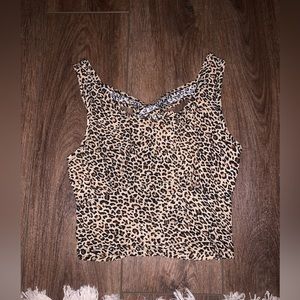 Cheetah Tank Top with Lace-Up in Back